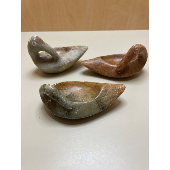 Vintage Hand-Carved Soapstone Duck Figurines Set Of 3 - Picture 6 of 9